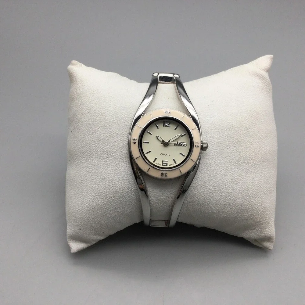 Bongo BG2150 Womens Watch 25mm Cream Dial Silver Tone Bangle Dress New Battery